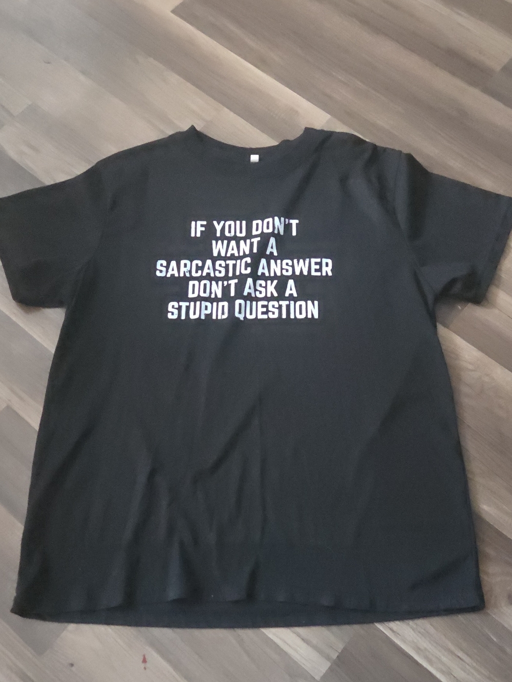 Black Graphic Tee with Sarcastic Quote - Men XL
